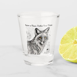 Funny Fox Zwart Wit Ink Gepersonaliseerd Shot Glas