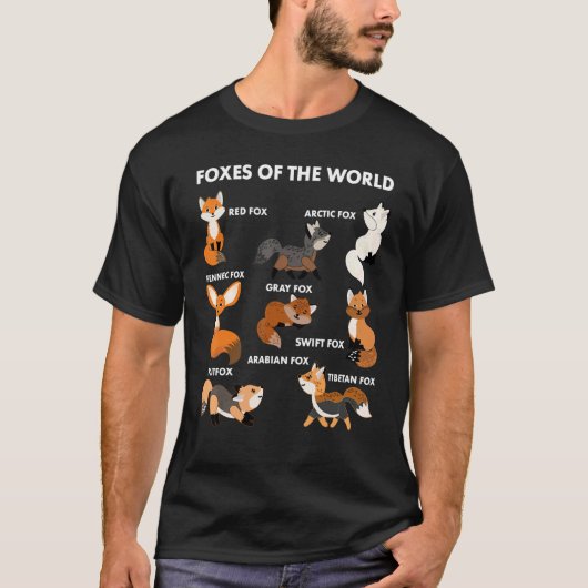 Funny Foxes Of The World Shirt Foxes Lovers Gifts  (Voorkant)