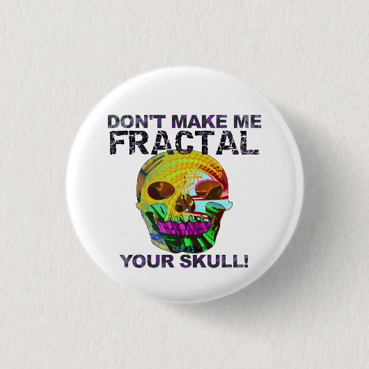 Funny Fractal Skull Ronde Button 3,2 Cm (Voorkant)