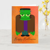 Funny franken monster Halloween thema Kaart (Gele Bloem)