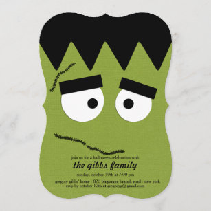 Funny Frankenstein Face voor Halloween Party Kaart