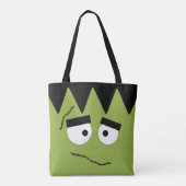Funny Frankenstein Face voor Halloween Tote Bag (Achterkant)