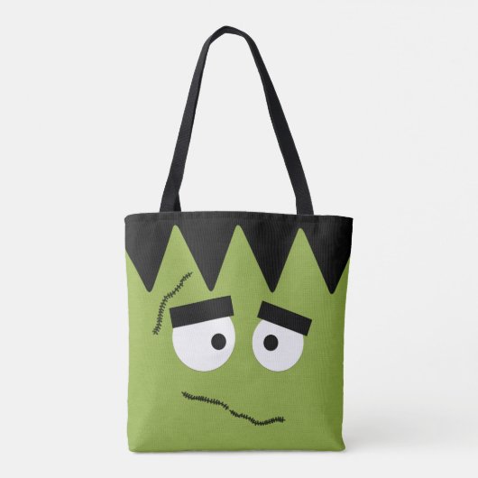 Funny Frankenstein Face voor Halloween Tote Bag (Achterkant)