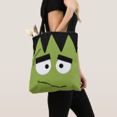 Funny Frankenstein Face voor Halloween Tote Bag (Dichtbij)
