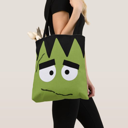 Funny Frankenstein Face voor Halloween Tote Bag (Dichtbij)