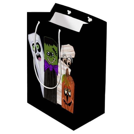 Funny Frankenstein Ghost Pumpkin Onzichtbaar Man Medium Cadeauzakje (Achterkant Gekanteld)