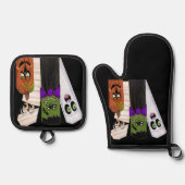 Funny Frankenstein Ghost Pumpkin Onzichtbaar Man Ovenwant & Pannenlap Set (Voorkant)