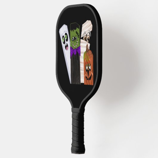 Funny Frankenstein Ghost Pumpkin Onzichtbaar Man Pickleball Paddle (Links)