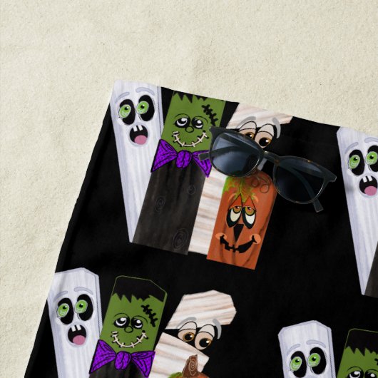 Funny Frankenstein Ghost Pumpkin Onzichtbaar Man Strandlaken (In situ)