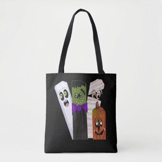 Funny Frankenstein Ghost Pumpkin Onzichtbaar Man Tote Bag (Voorkant)