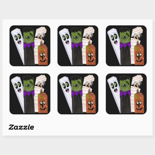 Funny Frankenstein Ghost Pumpkin Onzichtbaar Man Vierkante Sticker (Vel)