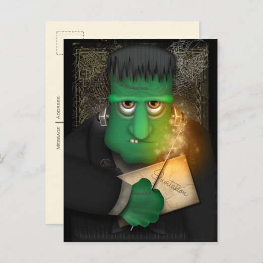 Funny Frankenstein Halloween Briefkaart (Voorkant / Achterkant)