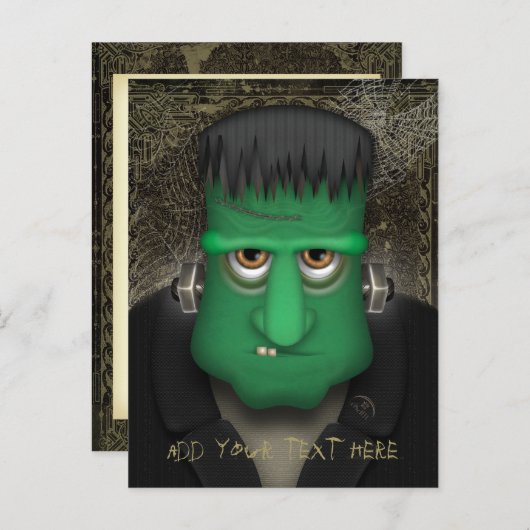 Funny Frankenstein Halloween Costume Personalized Briefkaart (Voorkant / Achterkant)