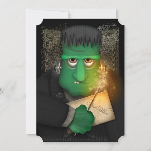 Funny Frankenstein Halloween Party Invitation Kaart (Voorkant)