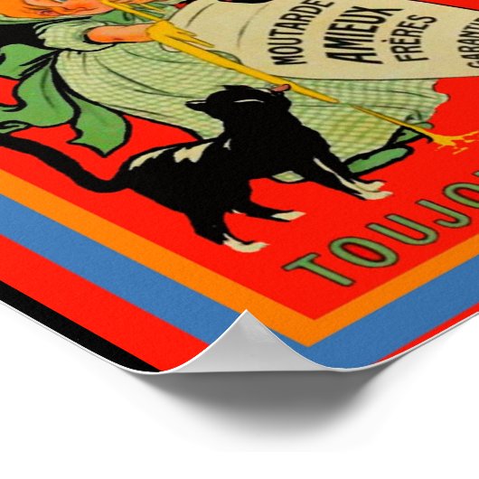 Funny  Franse mosterd Moutarde Ad Girl, kat Poster (Hoek)