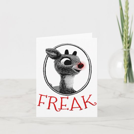 Funny Freak Rudolph The Red Nosed Reindeer Christm Kaart (Voorkant)