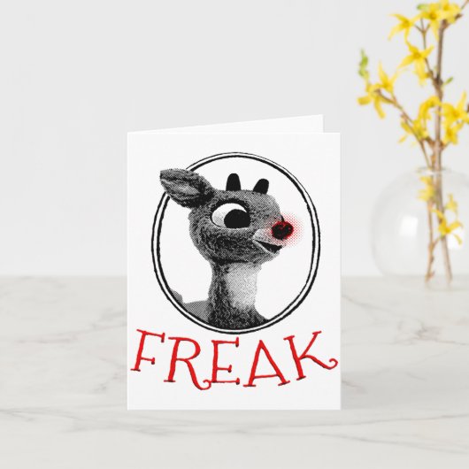 Funny Freak Rudolph The Red Nosed Reindeer Christm Kaart (Gele Bloem)