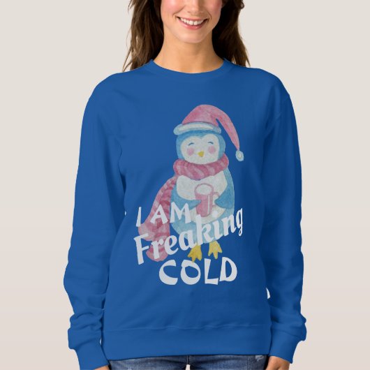 Funny Freaking Cold Penguin Ugly KerstSweater Trui (Voorkant)