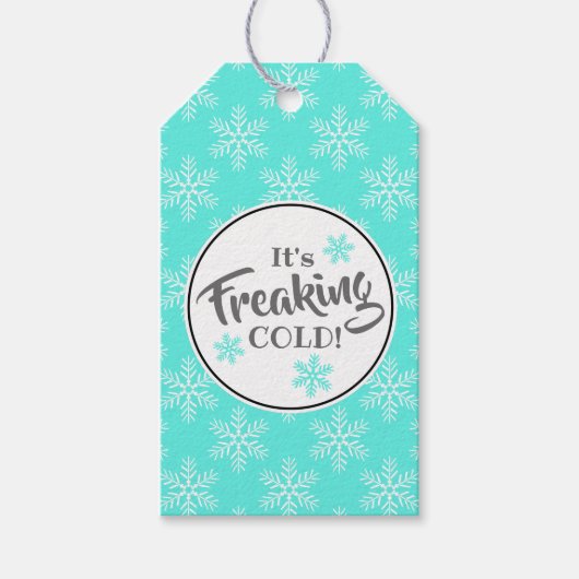 Funny Freaking Cold Winter Holiday Cadeaulabel (Voorkant)