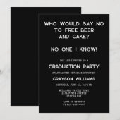 Funny Free Beer Cake Afstuderen Kaart (Voorkant / Achterkant)