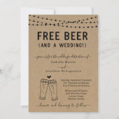 Funny Free Beer en een bruiloft Kaart (Voorkant)
