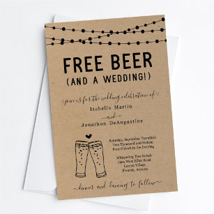 Funny Free Beer en een bruiloft Kaart