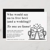 Funny Free Beer en een bruiloft Kaart (Voorkant / Achterkant)