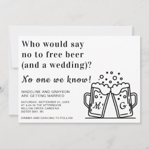 Funny Free Beer en een bruiloft Kaart
