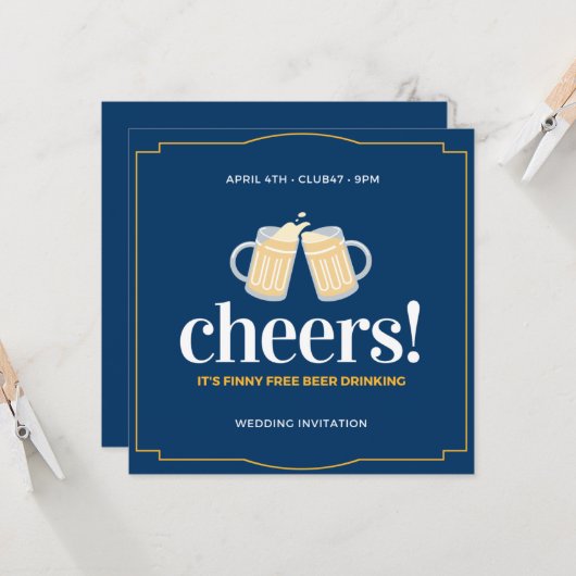 Funny Free Beer en een bruiloft Kaart (Voorkant / Achterkant in situ)