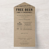 Funny Free Beer Wedding with RSVP & Registry All I In One Uitnodiging (Binnen)