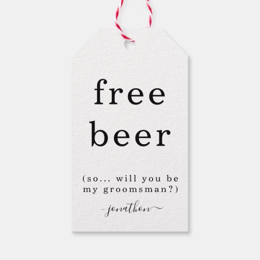 Funny Free Beer Word jij mijn groomman Label Cadeaulabel (Achterkant)
