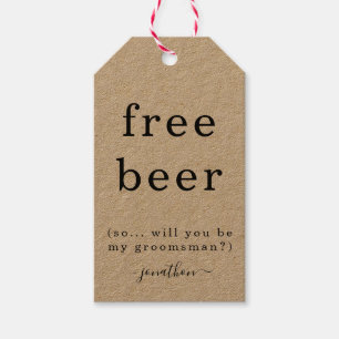 Funny Free Beer Word jij mijn groomman Label Cadeaulabel
