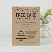 Funny Free Cake en een huwelijksuitnodiging Kaart (Staand voorkant)