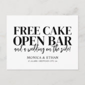 Funny Free Cake Open Bar Wedding Save the Date Aankondigingskaart (Voorkant)