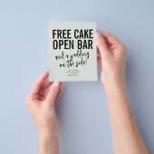 Funny Free Cake Open Bar Wedding Save the Date Flyer (Hand)