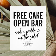 Funny Free Cake Open Bar Wedding Save the Date