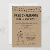 Funny Free Champagne en een huwelijksuitnodiging Kaart (Voorkant)