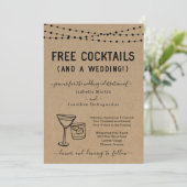 Funny Free Cocktails en een huwelijksuitnodiging Kaart (Staand voorkant)