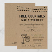 Funny Free Cocktails en een huwelijksuitnodiging Kaart (Voorkant / Achterkant)