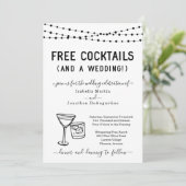 Funny Free Cocktails en een huwelijksuitnodiging Kaart (Staand voorkant)