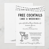 Funny Free Cocktails en een huwelijksuitnodiging Kaart (Voorkant / Achterkant)