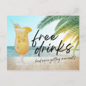 Funny Free Drink Beach Wedding Save the Date Aankondigingskaart (Voorkant)