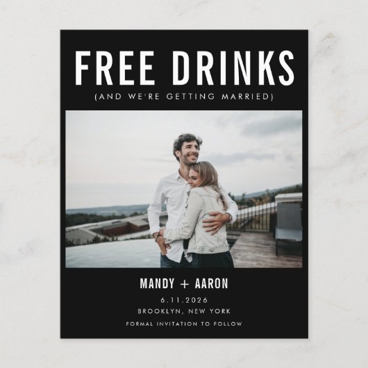 Funny Free Drink Budget Save the Date (Voorkant)
