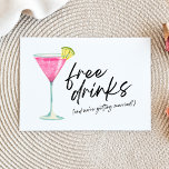 Funny Free Drink Budget Wedding Save the Date Aankondigingskaart<br><div class="desc">Grappig budgetvriendelijk,  bespaar de date briefkaarten voor het leuke koppel dat niet kan wachten om te vieren met familie en vrienden op hun bruiloft. Gratis drinken (en we gaan trouwen!) kleurrijk cocktaildesign is gepersonaliseerd met je trouwgegevens.</div>