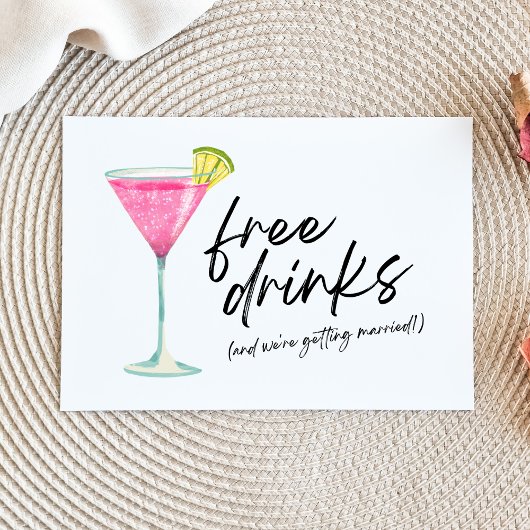 Funny Free Drink Budget Wedding Save the Date Aankondigingskaart