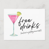 Funny Free Drink Budget Wedding Save the Date Aankondigingskaart (Voorkant)
