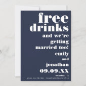 Funny Free Drink Casual Navy White Save the Date (Voorkant)