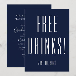 Funny Free Drink Graduy Party Invitation Kaart