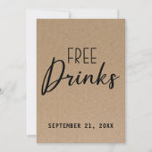 Funny Free Drink Kraft Paper redt de datum Save The Date (Voorkant)