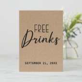 Funny Free Drink Kraft Paper redt de datum Save The Date (Staand voorkant)